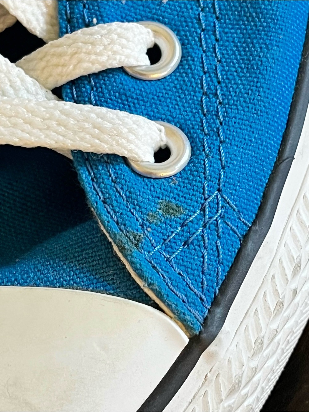All Star Converse Blue Canvas Low-Top Sneakers with White Laces - Picture 5 of 8